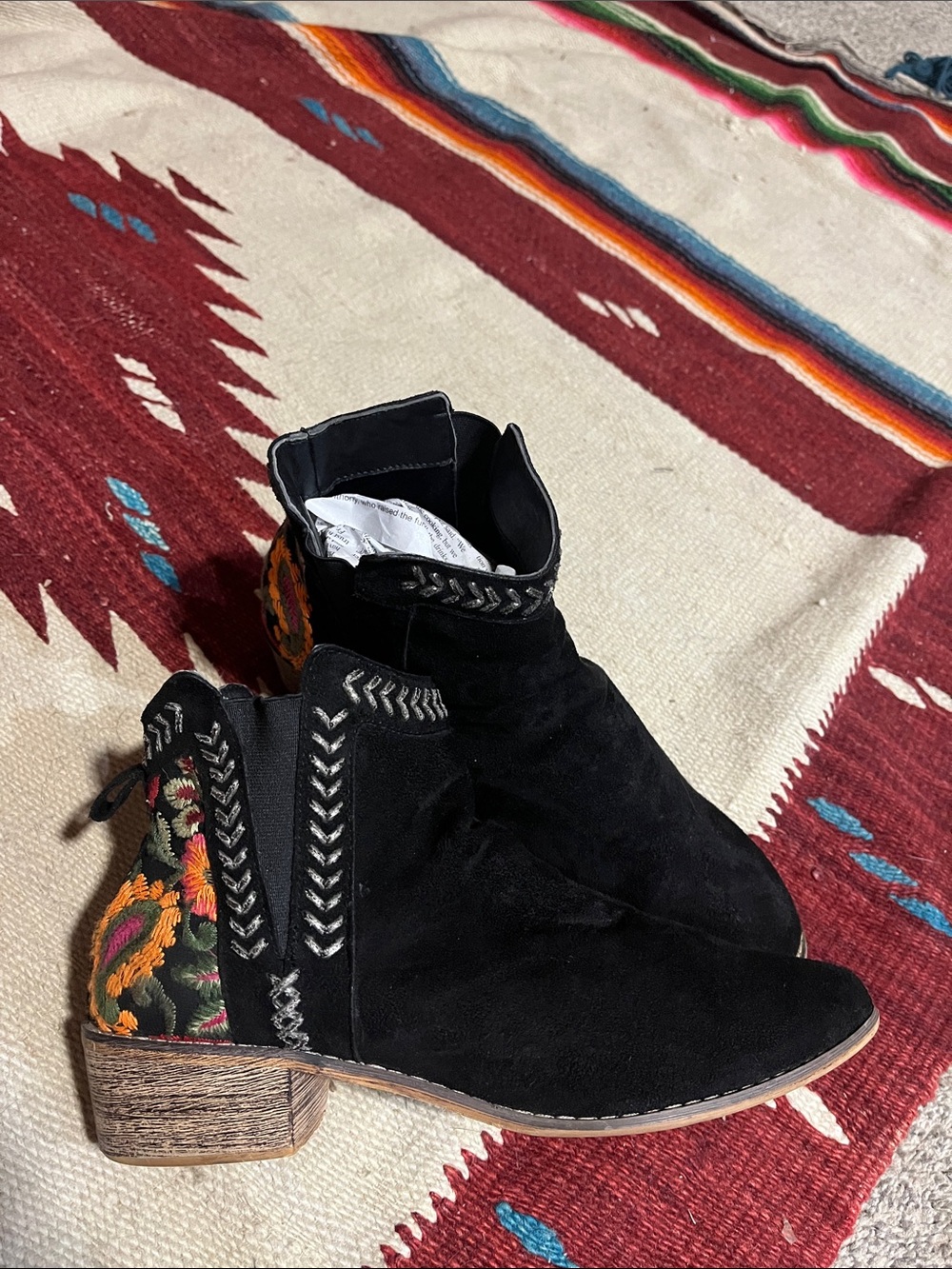 Bohemian Floral Embroidered Earth Tone Booties